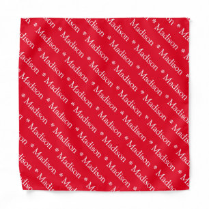 Customizable name text red white pattern bandana