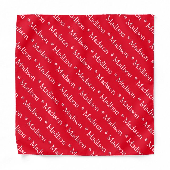 Customizable name text red white pattern bandana (Front)