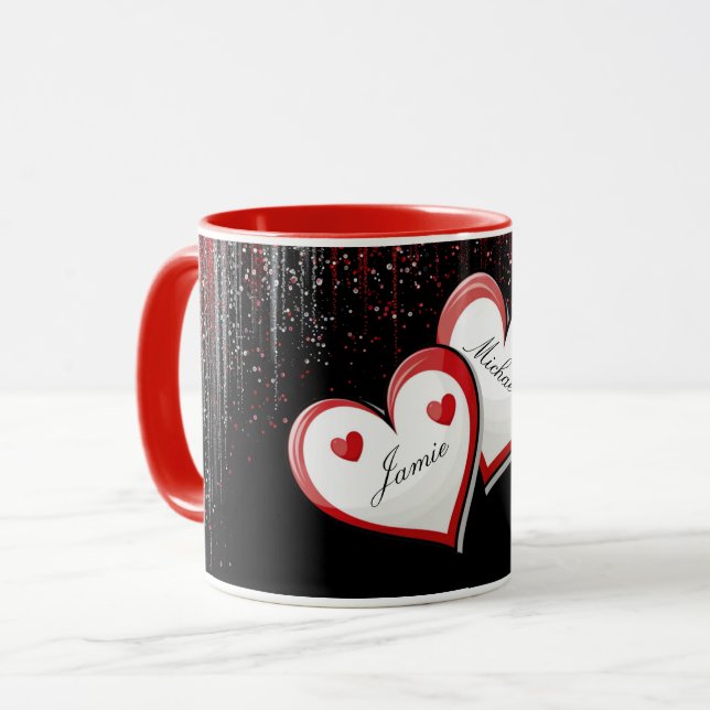 Customizable Name Valentine's Day Hearts Mug (Front Left)