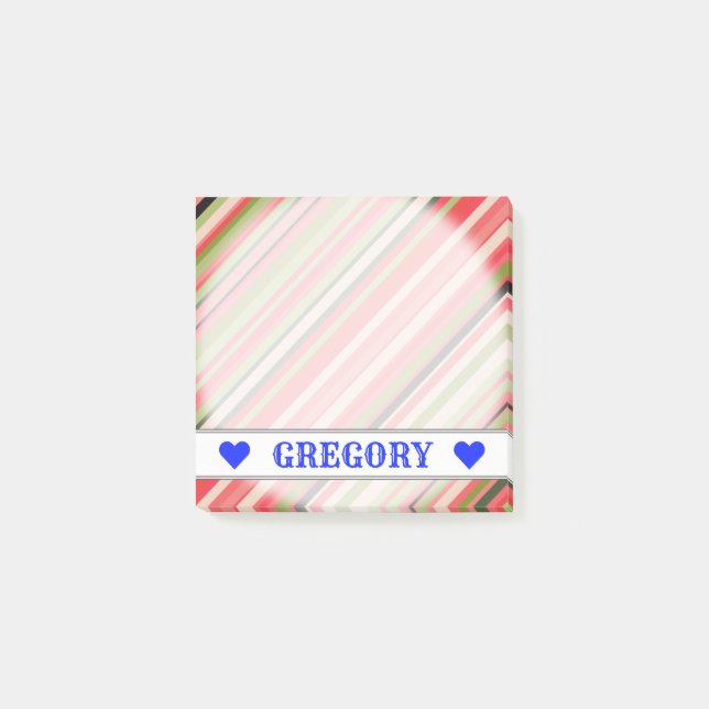 Customizable Name - Watermelon-Inspired Stripes Post-it Notes (Front)
