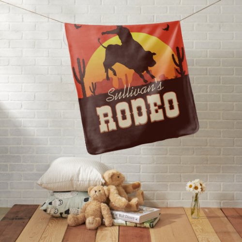 Customizable NAME Western Cowboy Bull Rider Rodeo Baby Blanket