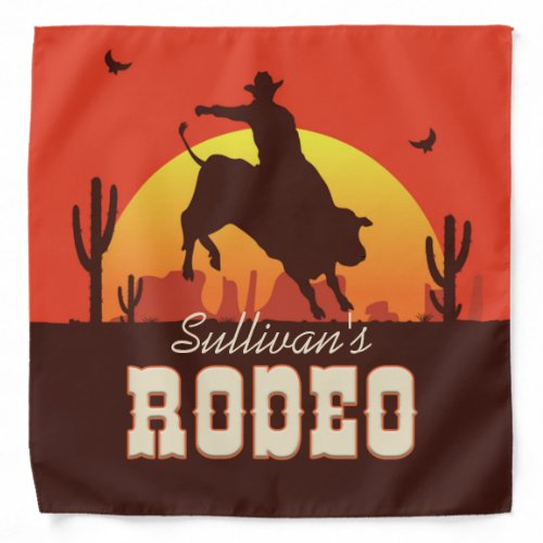 Customizable NAME Western Cowboy Bull Rider Rodeo Bandana