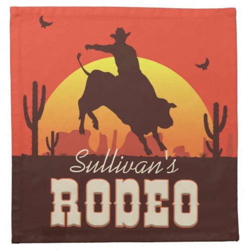 Customizable NAME Western Cowboy Bull Rider Rodeo Cloth Napkin