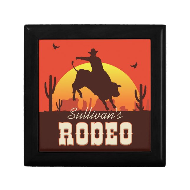 Customizable NAME Western Cowboy Bull Rider Rodeo Gift Box (Front)
