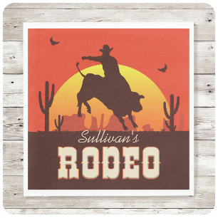 Customizable NAME Western Cowboy Bull Rider Rodeo Napkins