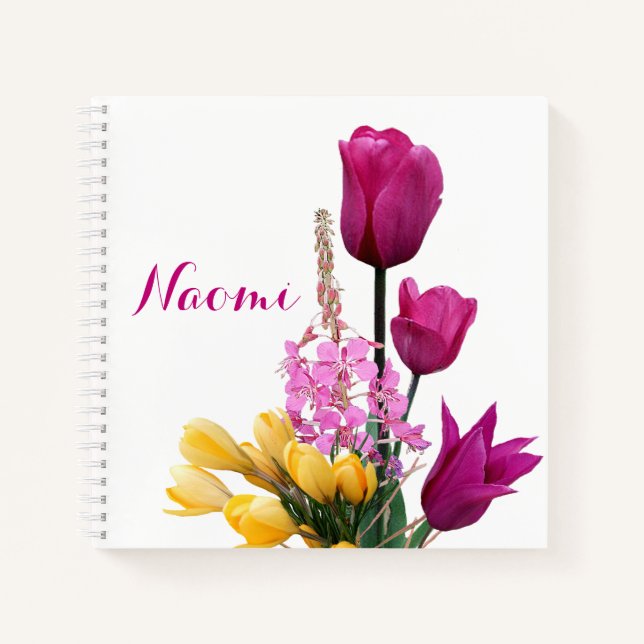 Customizable Naomi name pretty colorful floral  Notebook (Front)