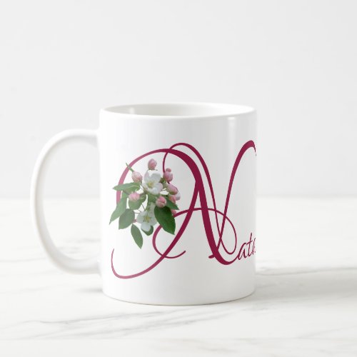 Customizable Natalie name monogram pink floral fun Coffee Mug