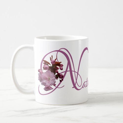 Customizable Natalie name pink cherry blossom boho Coffee Mug