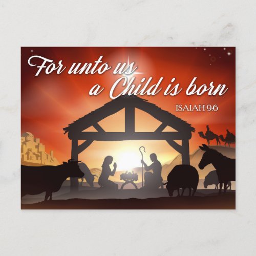 Customizable Nativity Scene Religious Christmas Holiday Postcard