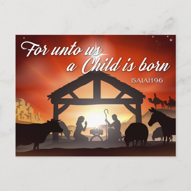 Customizable Nativity Scene Religious Christmas Holiday Postcard (Front)