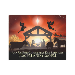 Customizable Nativity Scene Religious Christmas Metal Print