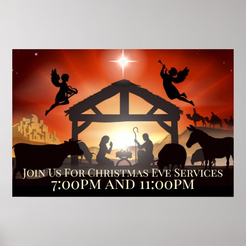 Customizable Nativity Scene Religious Christmas Poster