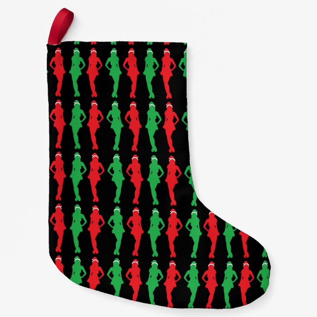 Customizable Naughty Christmas Elves Small Christmas Stocking (Front)
