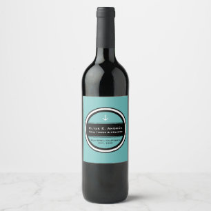Customizable Nautical Anchor Circle Wine Label