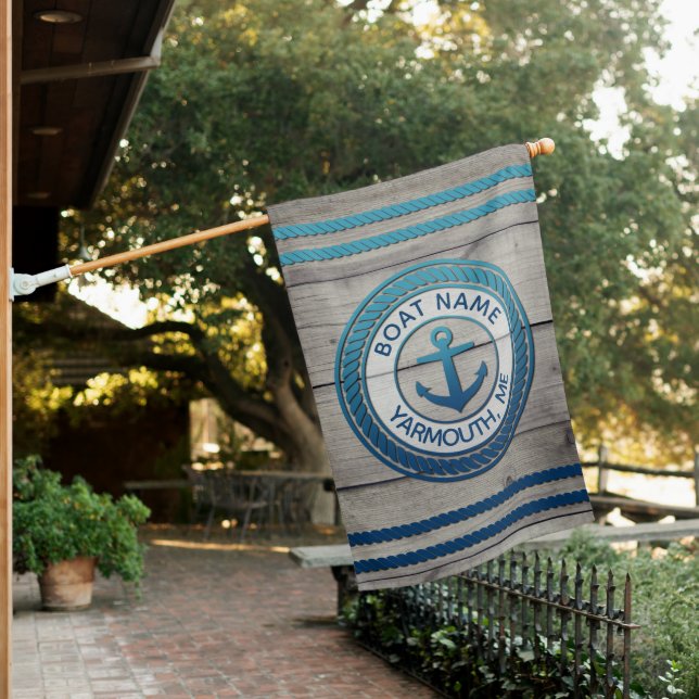 Customizable Nautical Boating Anchor House Flag (In SItu)