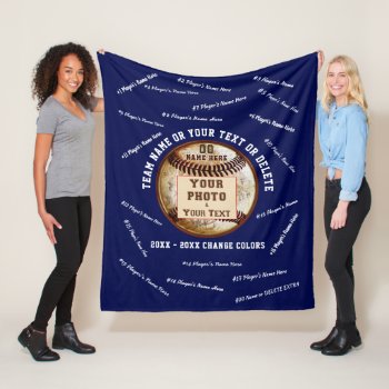 Customizable Navy Blue Fleece Blanket by YourSportsGifts at Zazzle
