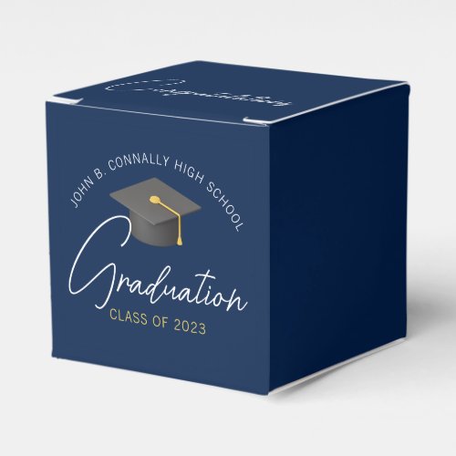 Customizable Navy Blue Modern Graduation Party Favor Boxes