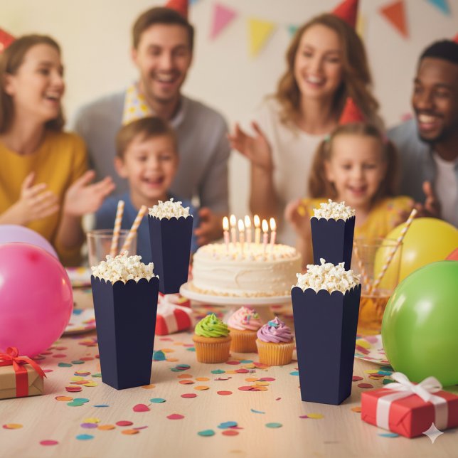 Customizable Navy Blue Simple Attractive Popcorn Favor Boxes (Navy Blue Simple Attractive Popcorn Favor Boxes)