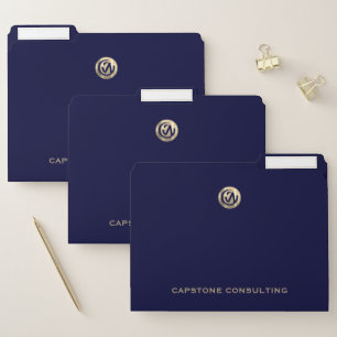 Customizable Navy File Folder with Gold Logo