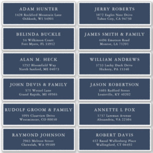 Customizable Navy wedding guest address sticker