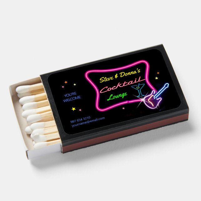 Customizable Neon Bar Sign Matchboxes (Front Open)