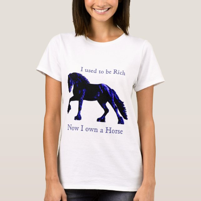 Customizable Neon Friesian Horse T-Shirt (Front)