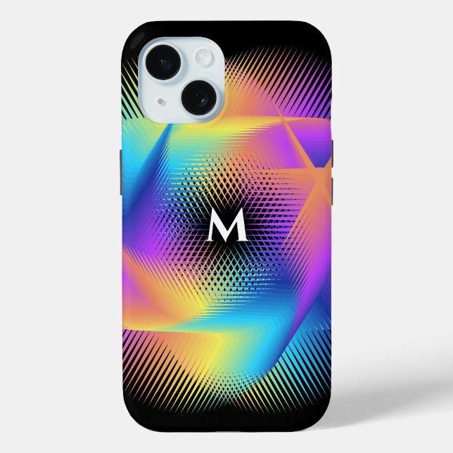 Customizable Neon Gradient Optical Illusion Design Case-Mate iPhone Case (Back)
