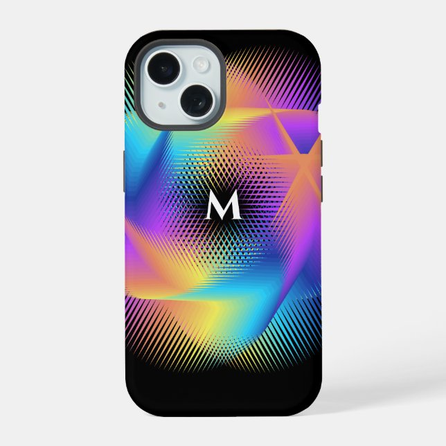 Customizable Neon Gradient Optical Illusion Design Iphone Case (Back)