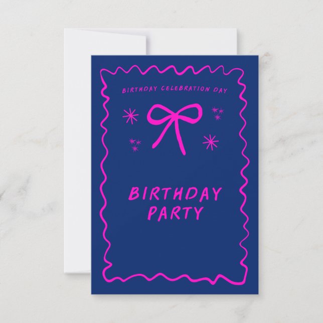 Customizable Neon Pink Birthday Invite (Front)