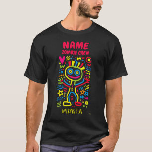 Customizable Neon Pop Art Zombie Funny Halloween T-Shirt
