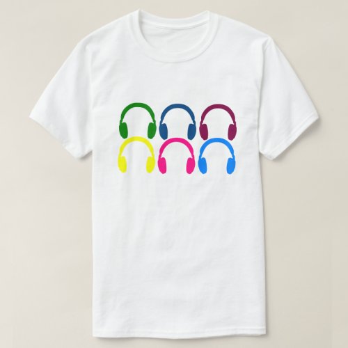 Customizable Neon Rainbow Headphones T_Shirt