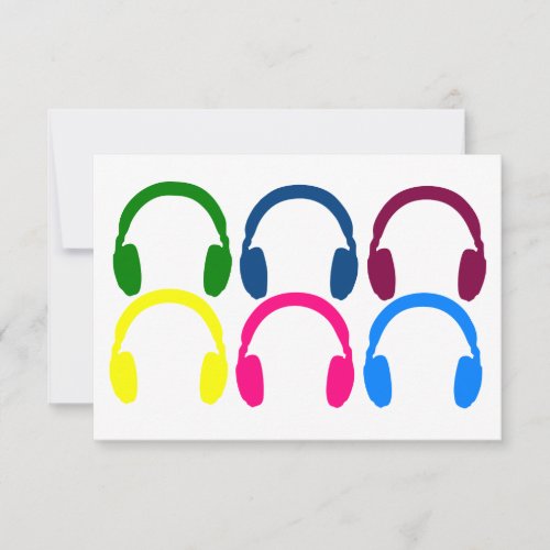 Customizable Neon Rainbow Headphones  Thank You Card