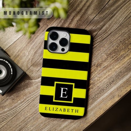 Customizable Neon Yellow Black Color Stripes  Case_Mate iPhone 14 Pro Max Case