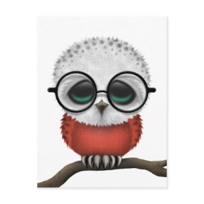Customizable Nerdy Polish Baby Owl Chic Postcard
