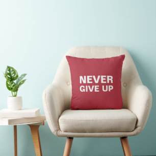 Customizable Never Give Up Never Surrender Square Throw Pillow
