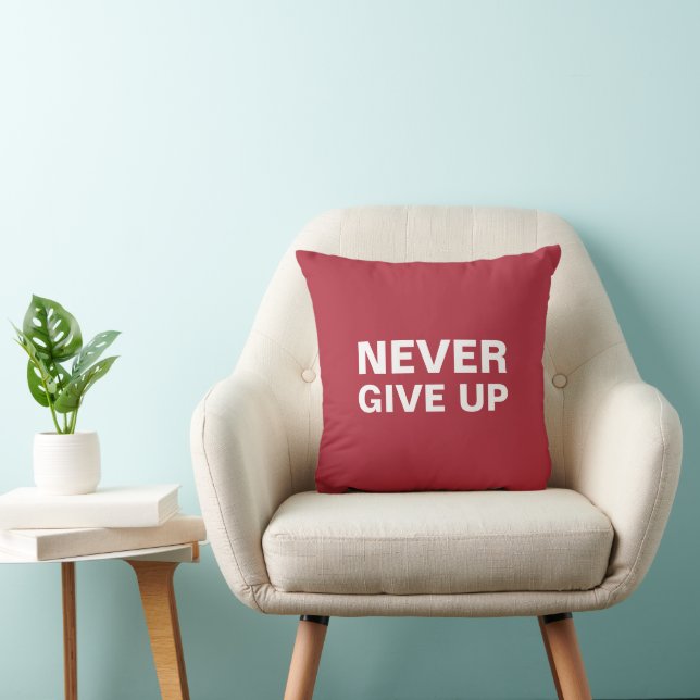 Customizable Never Give Up Never Surrender Square Throw Pillow (Chair)