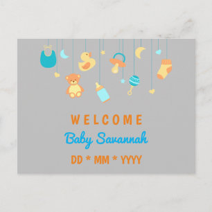 Customizable new baby unisex postcard