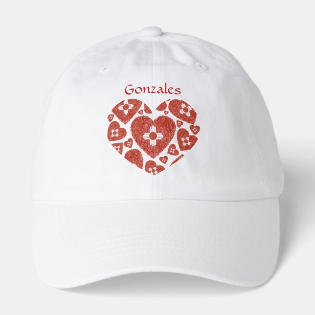 Customizable New Mexico Zia Heart  Hat (Front)