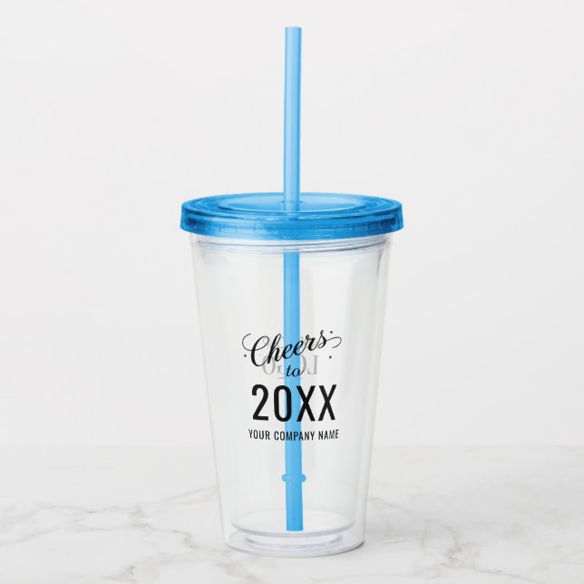 Customizable New Year’s Party Business Logo & Name Acrylic Tumbler (Front)