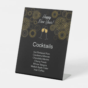 Customizable New Year's Cocktail List Pedestal Sign