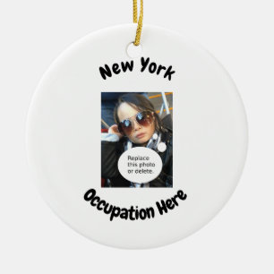 Customizable New York Photo With Job Or Hobby Ceramic Ornament