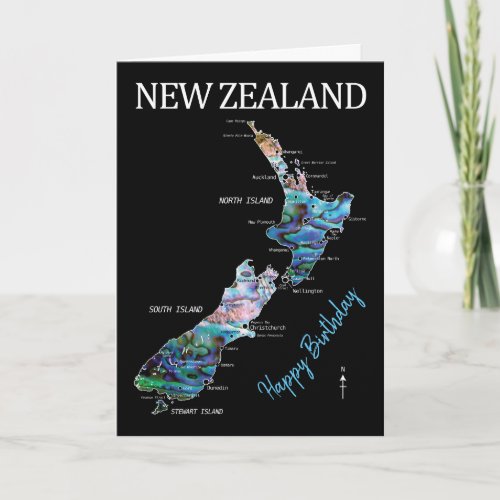 CUSTOMIZABLE NEW ZEALAND MAP BIRTHDAY CARD