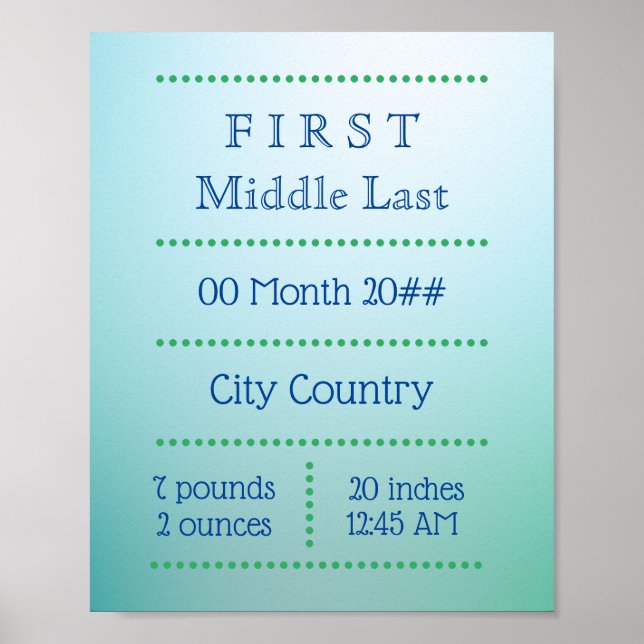 Customizable newborn soft blue poster (Front)
