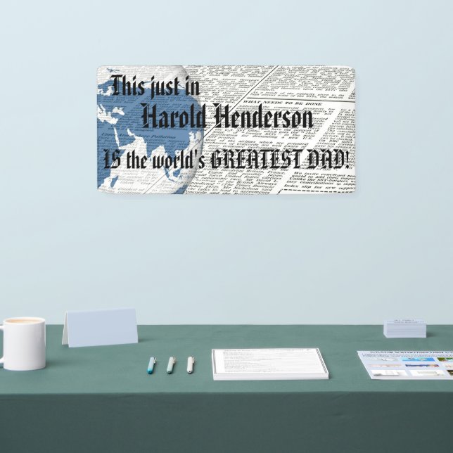 Customizable news headline world's greatest dad banner (Tradeshow)
