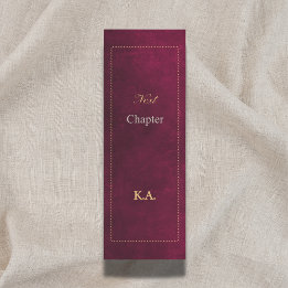 Customizable 'Next Chapter' Leather-Look Maroon Bookmarks
