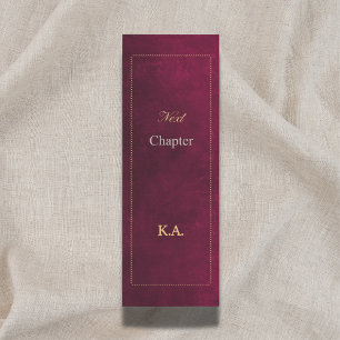 Customizable 'Next Chapter' Leather-Look Maroon Bookmarks