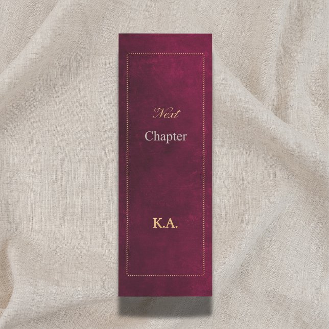 Customizable 'Next Chapter' Leather-Look Maroon Bookmarks (Creator Uploaded)
