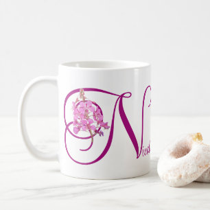 Customizable Nicole name pretty pink floral classy Coffee Mug