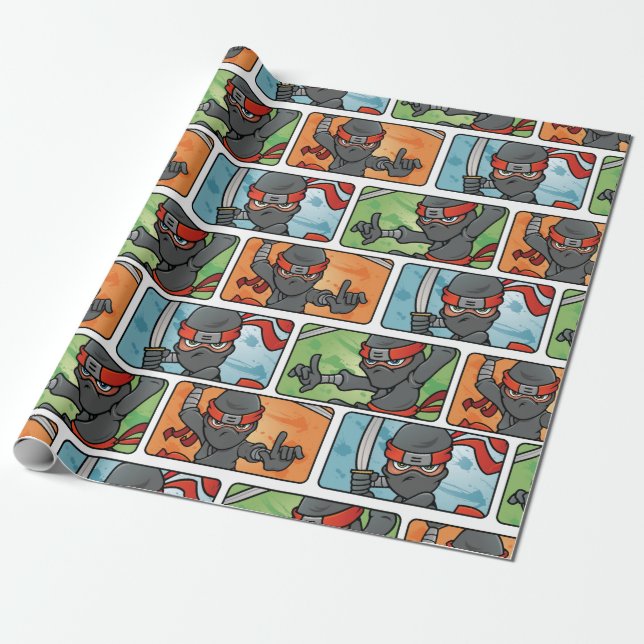 Customizable Ninja Designs Wrapping Paper (Unrolled)