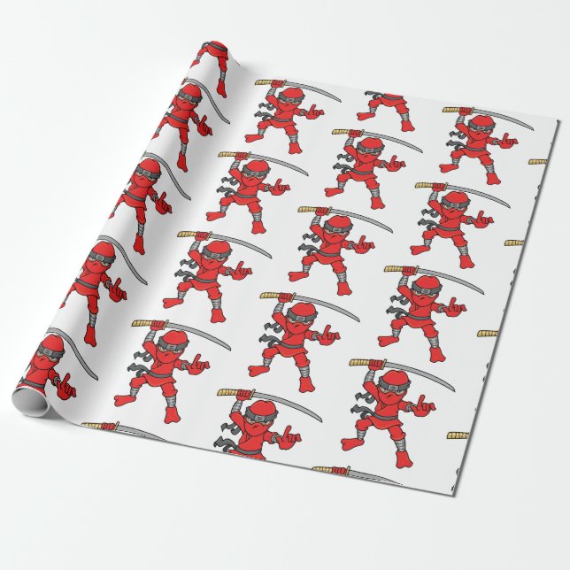 Customizable Ninja Pattern Wrapping Paper (Unrolled)